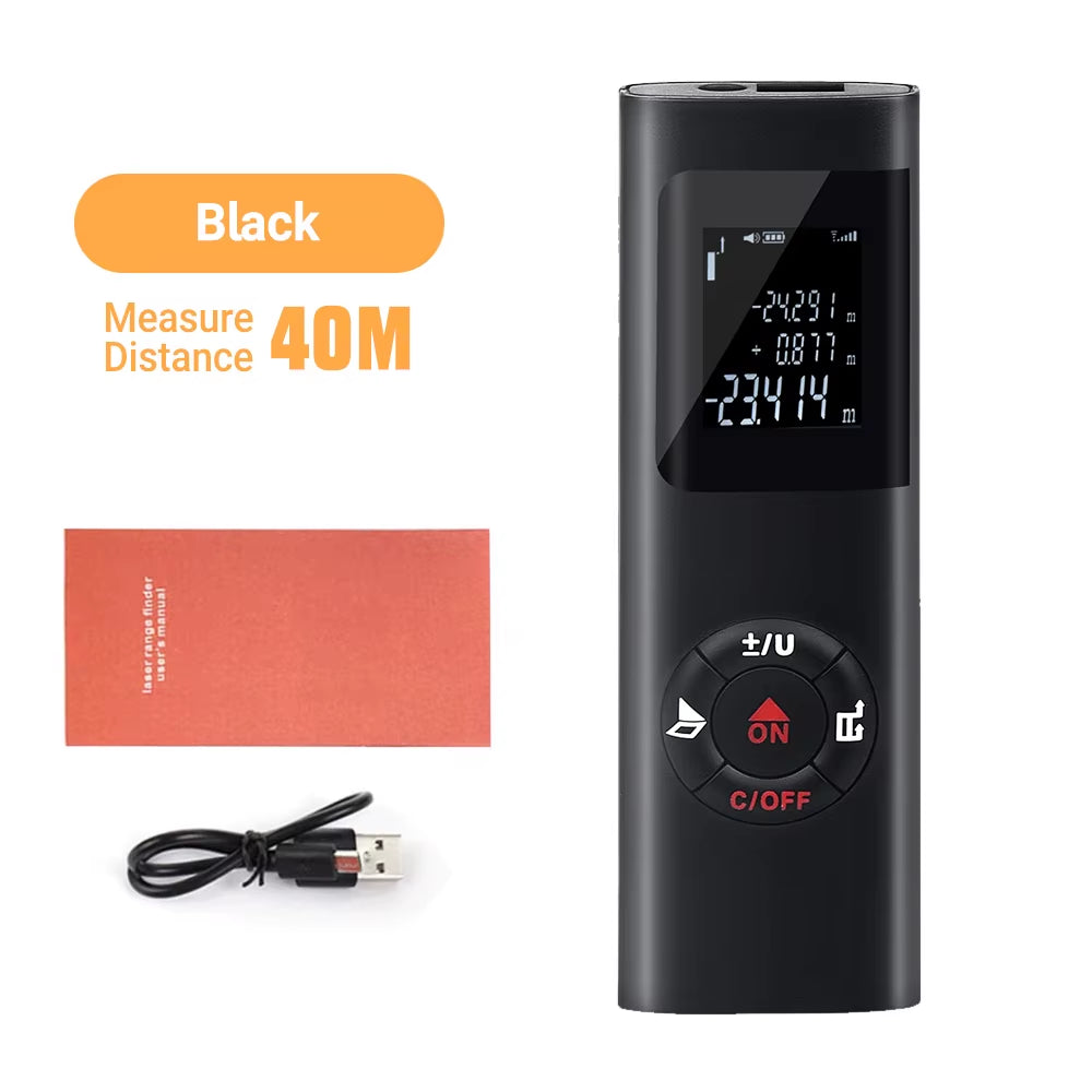 SmartMeasure 40M/60M Mini Laser Distance Meter – USB Rechargeable Handheld Rangefinder for Accurate Measurements