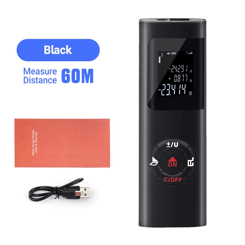 SmartMeasure 40M/60M Mini Laser Distance Meter – USB Rechargeable Handheld Rangefinder for Accurate Measurements